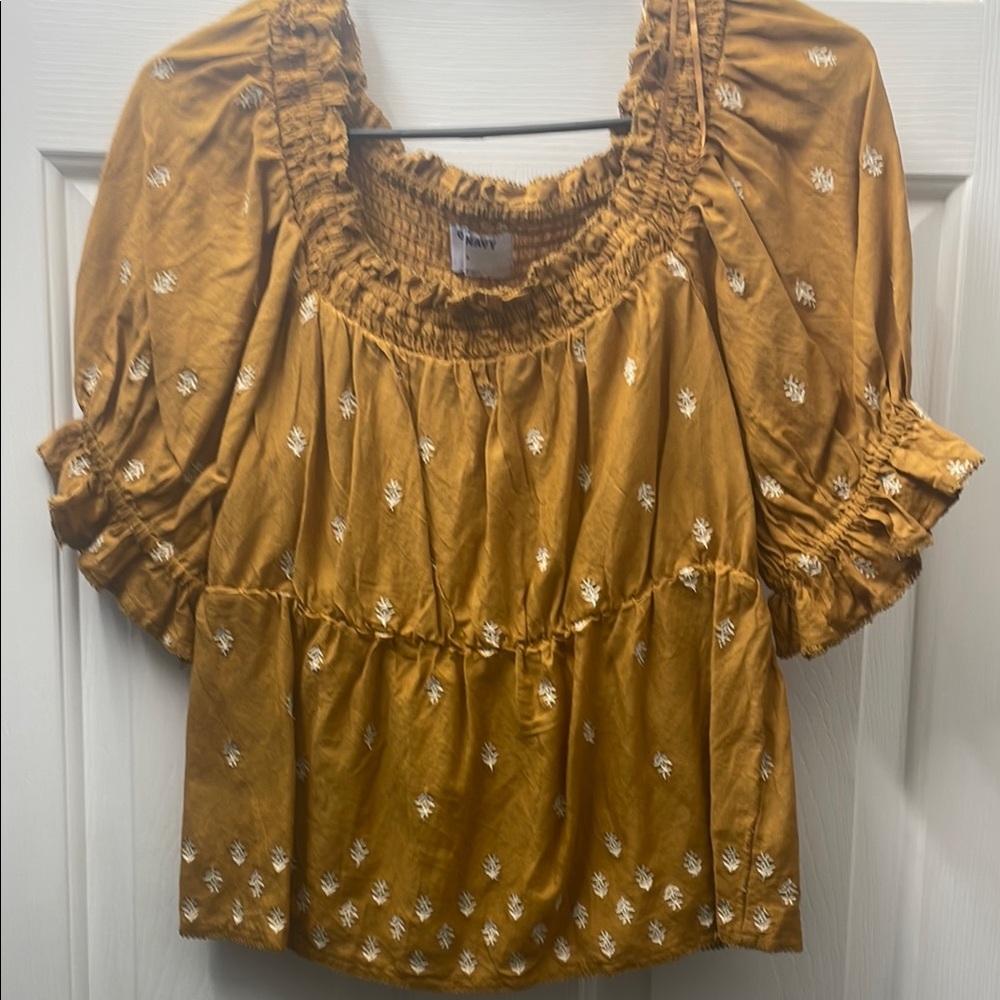 Mustard Puff Sleeve Top